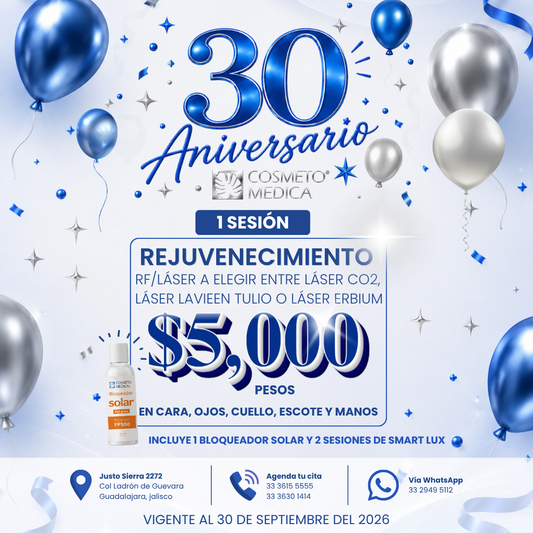 Promo Rejuvenecimiento RF/Láser a elegir entre Láser CO2 DEKA, láser Lavieen Tulio o Láser Erbium
