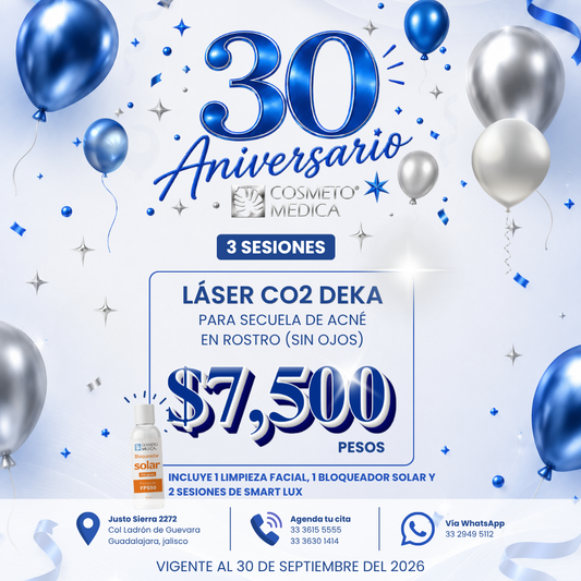 Paquete láser CO2 DEKA para secuela de acné en rostro (sin ojos)