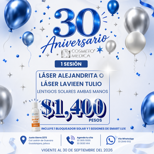 Promo láser alejandrita o láser tulio en manos lentigos solares